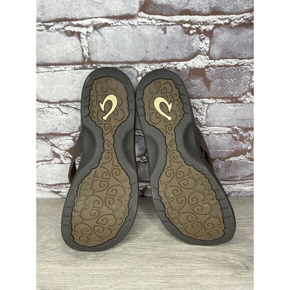 Olukai Ohana Flip Flops Womens Size 9 Brown Thong Slip On Comfort Logo - Picture 8 of 16